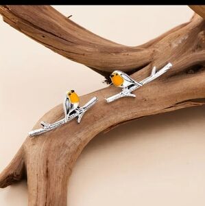 Whimsical Silver Bird On A Branch Earrings. NWT